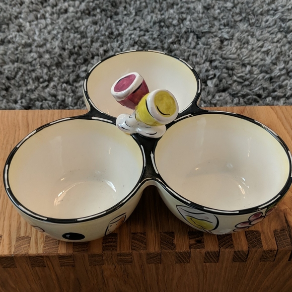 CLAY ART 3 section serving dish - Picture 2 of 7